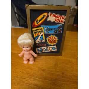 Vintage 1960s Uneeda Doll Co Exclusive Cardboard Plastic Travel Trunk Luggage